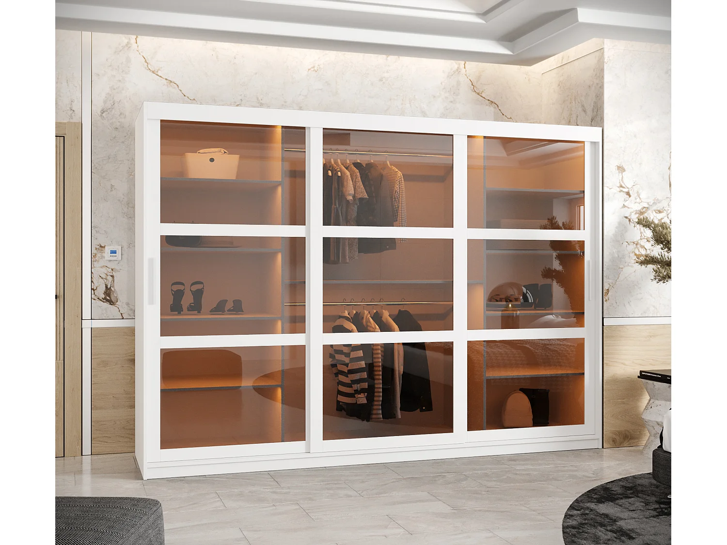 ARMOIRE DOME À PORTES COULISSANTES 200/250/62 3 Portes (blanc)