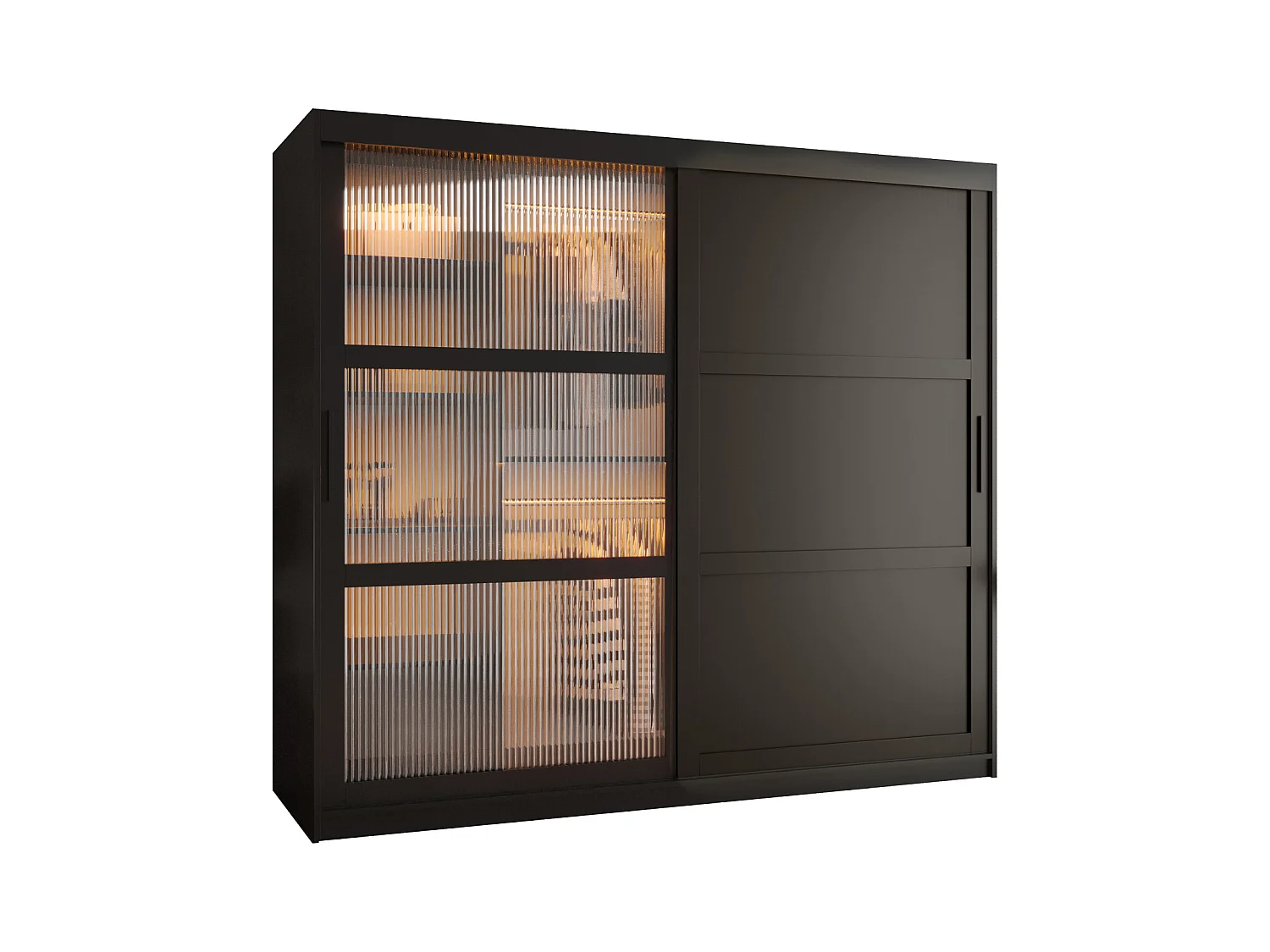 ARMOIRE FLUTES 3 À PORTES COULISSANTES 200/200/62 2 Portes (noir)