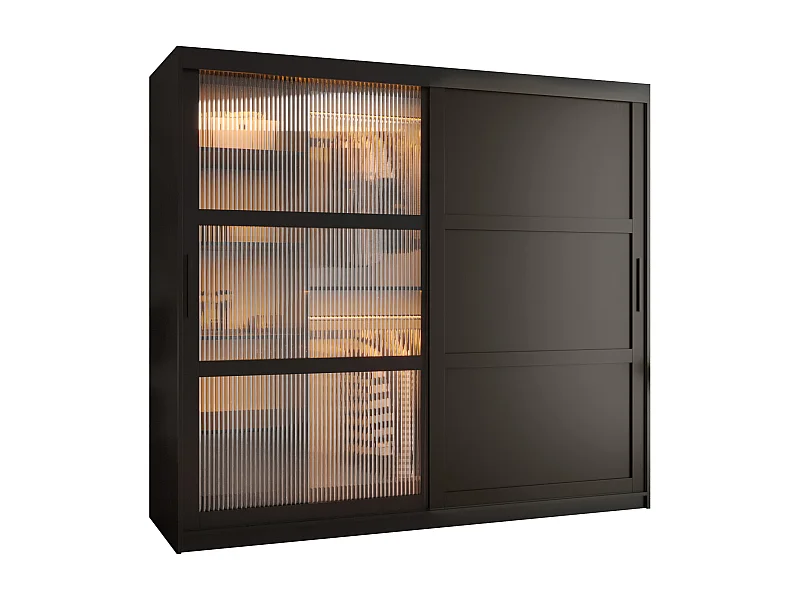 ARMOIRE FLUTES 3 À PORTES COULISSANTES 200/200/62 2 Portes (noir)