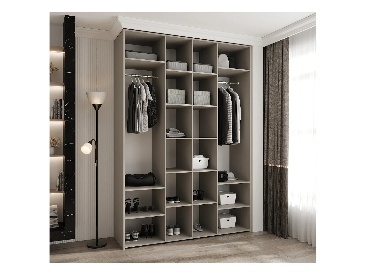 Drehtürenschrank Como 4 245,5/170/50 4-türig (Kaschmir/Schwarz)