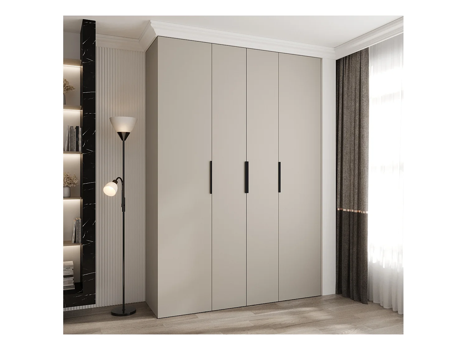 Drehtürenschrank Como 4 245,5/170/50 4-türig (Kaschmir/Schwarz)