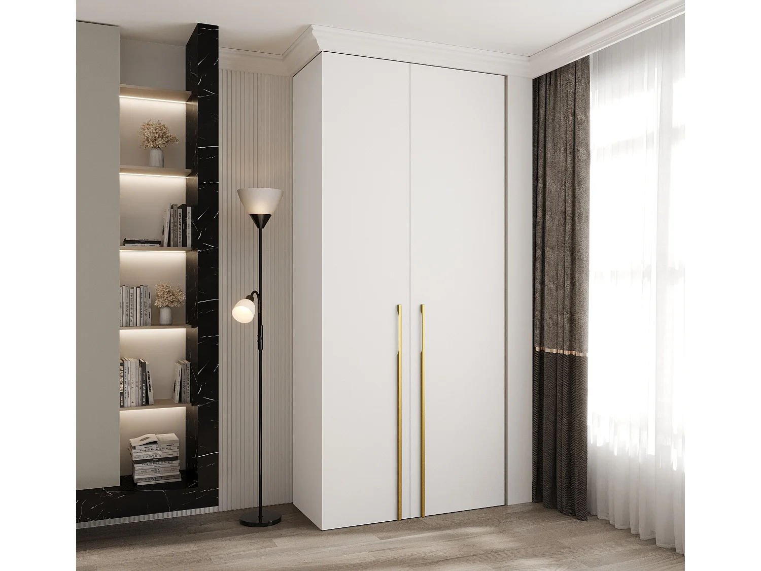 Drehtürenschrank Como 3 245,5/110/40 2-türig (Weiß/Gold)