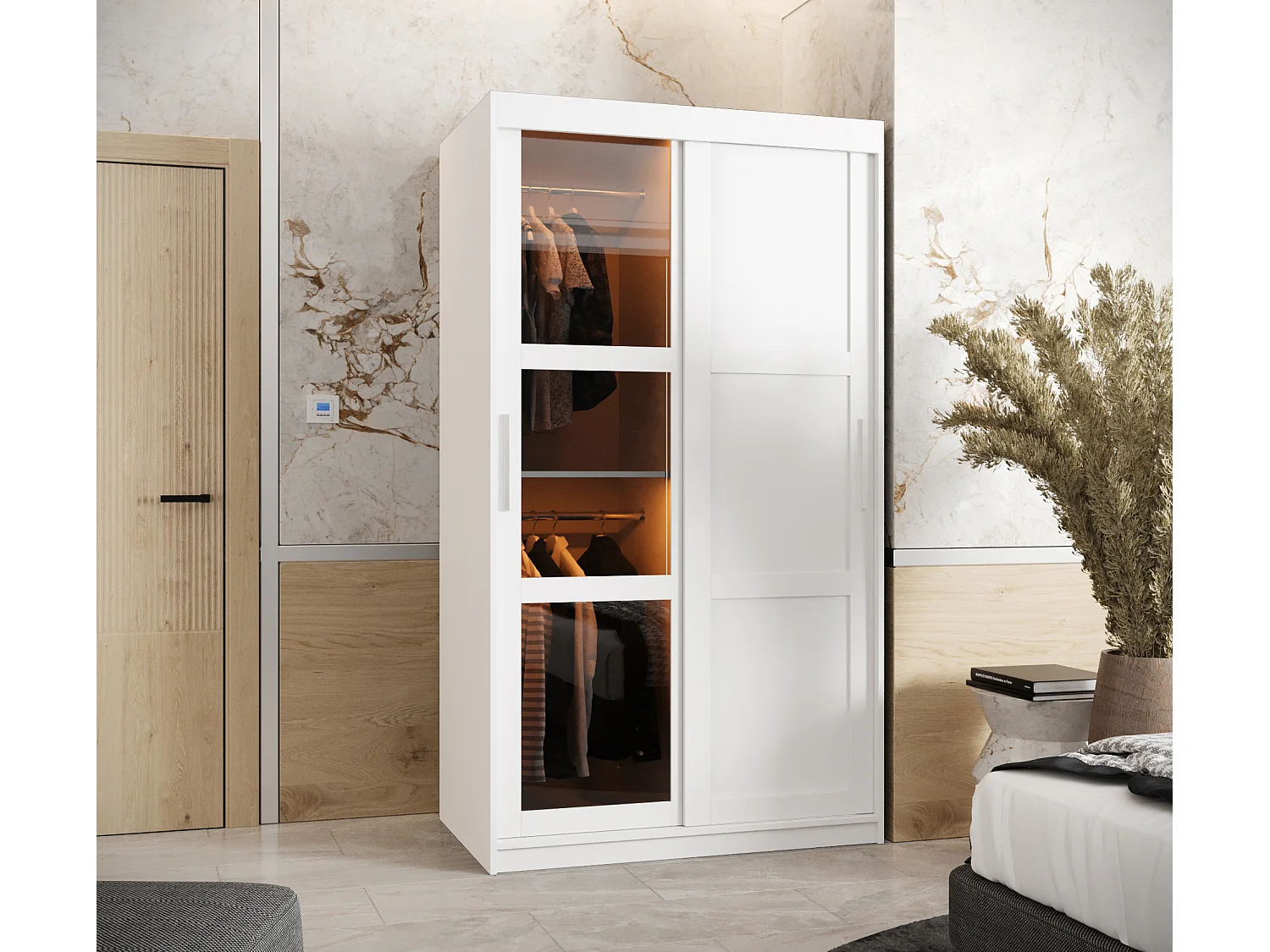 SCHWEBETÜRENSCHRANK DOME 3 200/100/62 2-türig (Weiß)