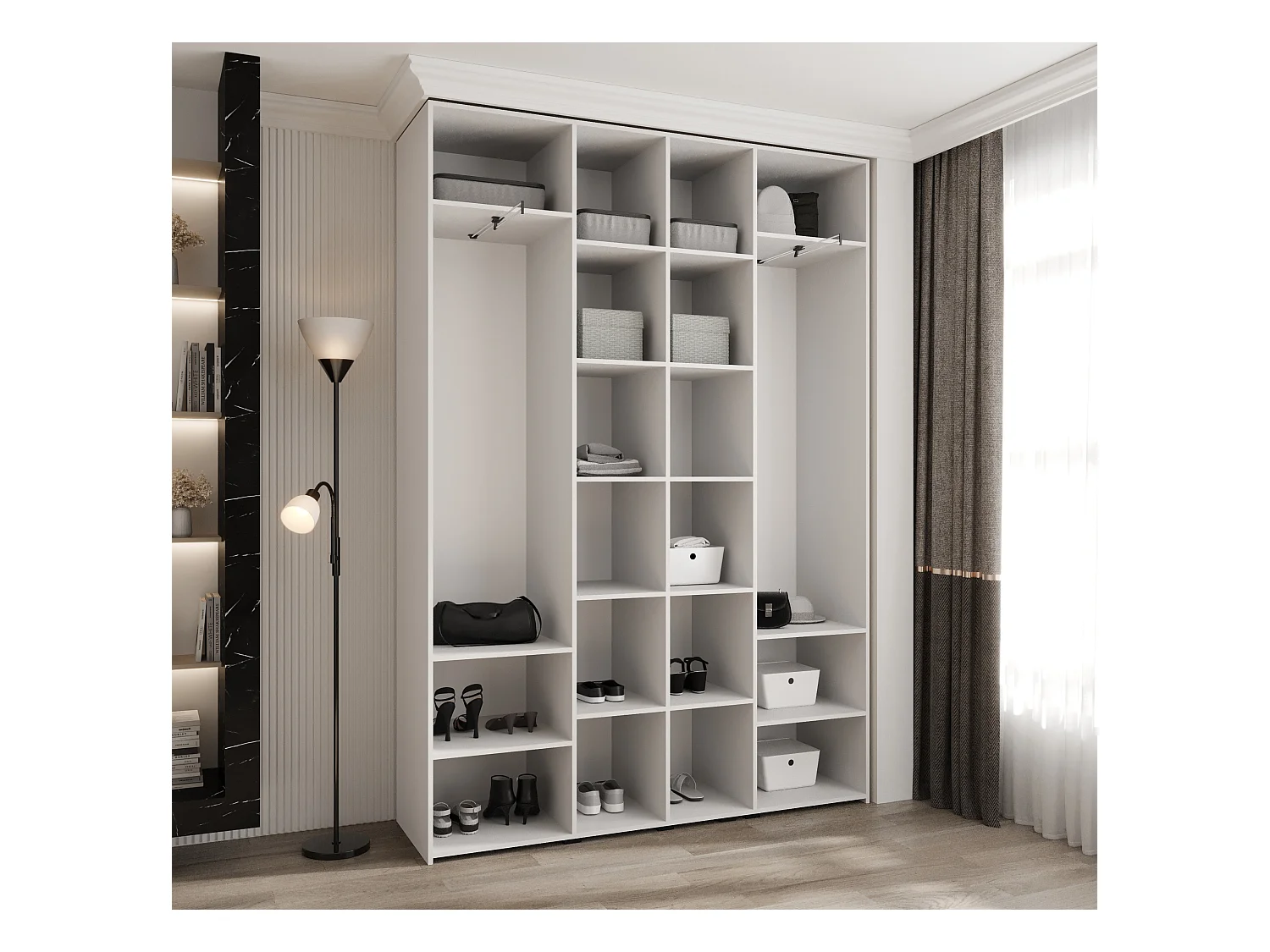 Drehtürenschrank Como 2 245,5/170/40 4-türig (Weiß/Gold)