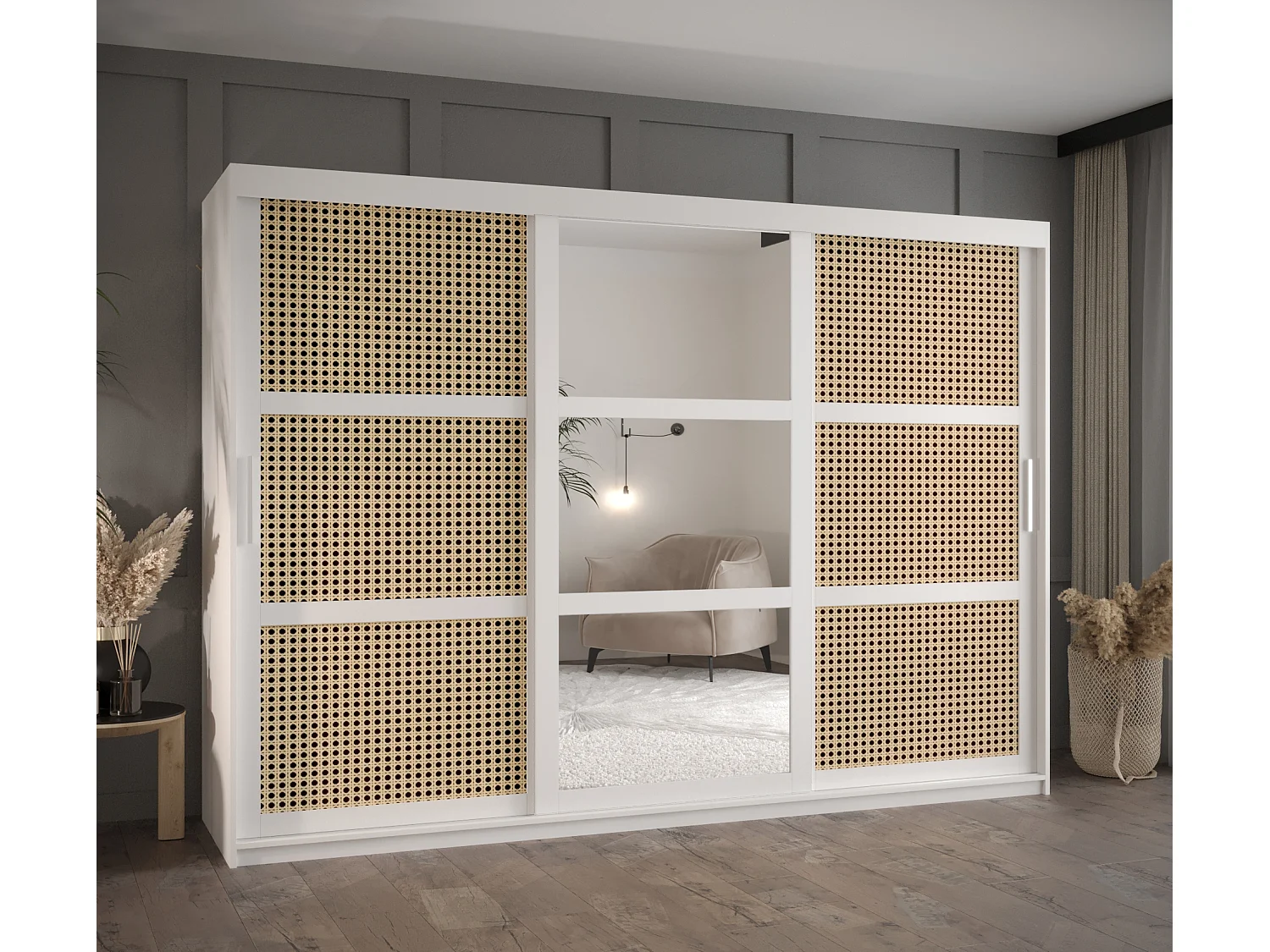 ARMOIRE PLECIONKA 2 À PORTES COULISSANTES 200/250/62 3 Portes (blanc)