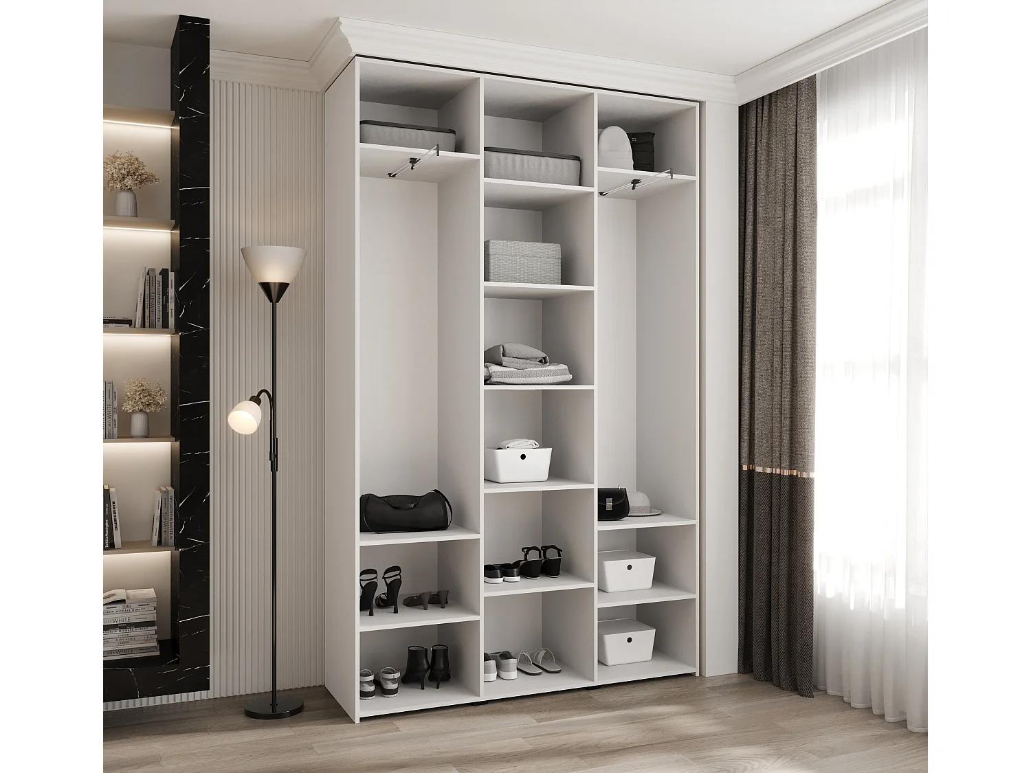 Armoire à portes battantes Como 3 245,5/150/40 3 portes (blanc/or)