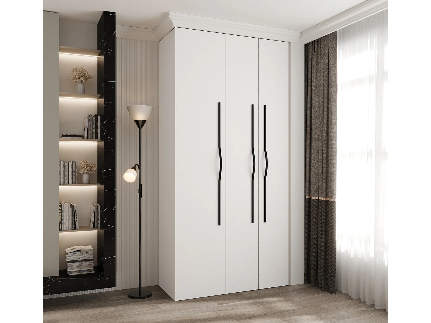 Drehtürenschrank Como 2 245,5/120/40 3-türig (Weiß/Schwarz)