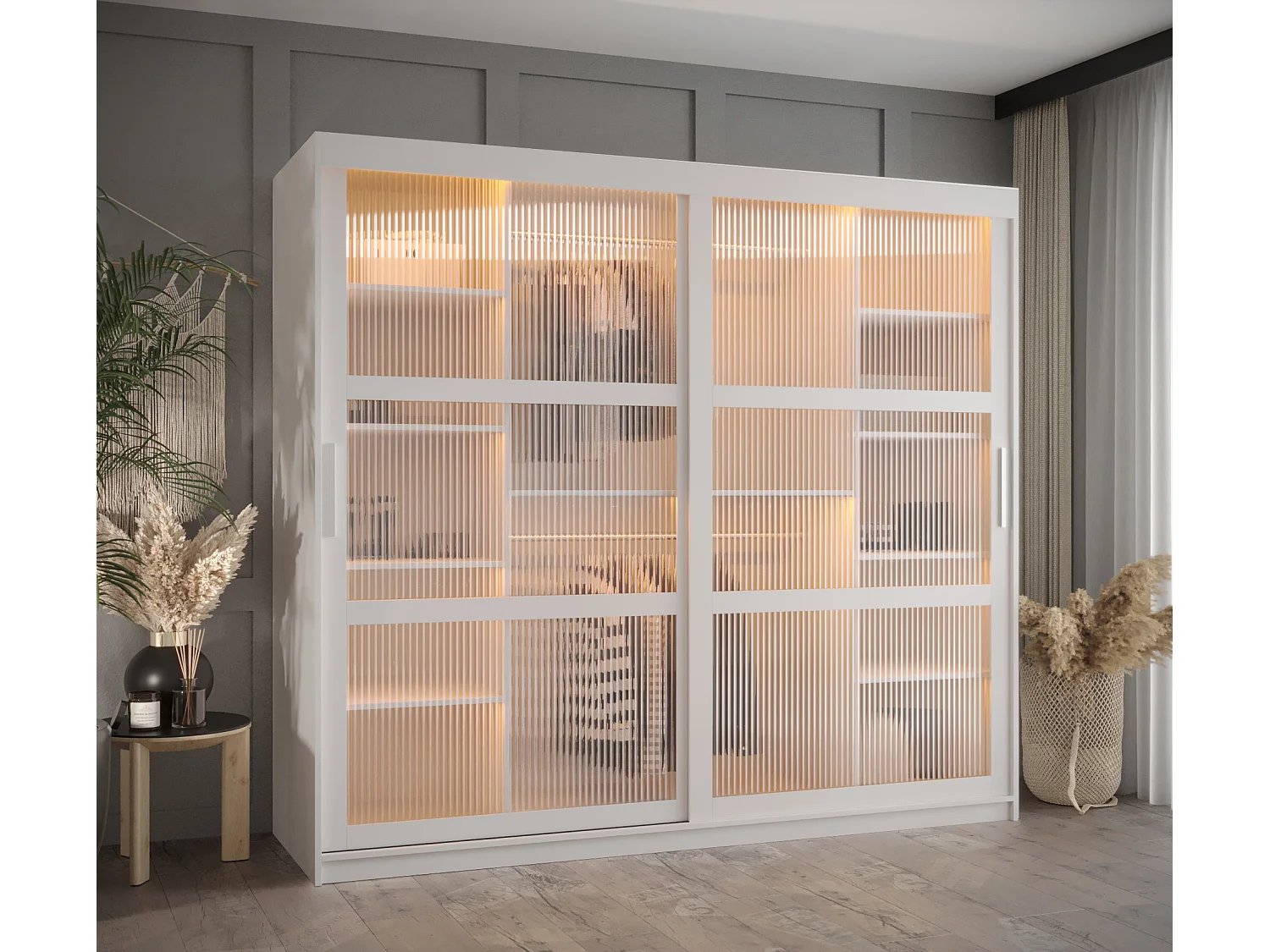 Armário FLUTES com portas de correr 200/200/62 2 portas (Branco)