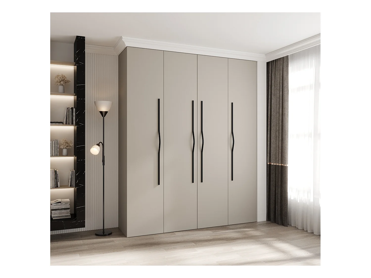 Armadio Como 2 a ante battenti 245,5/200/50 4 porte (cashmere/nero)