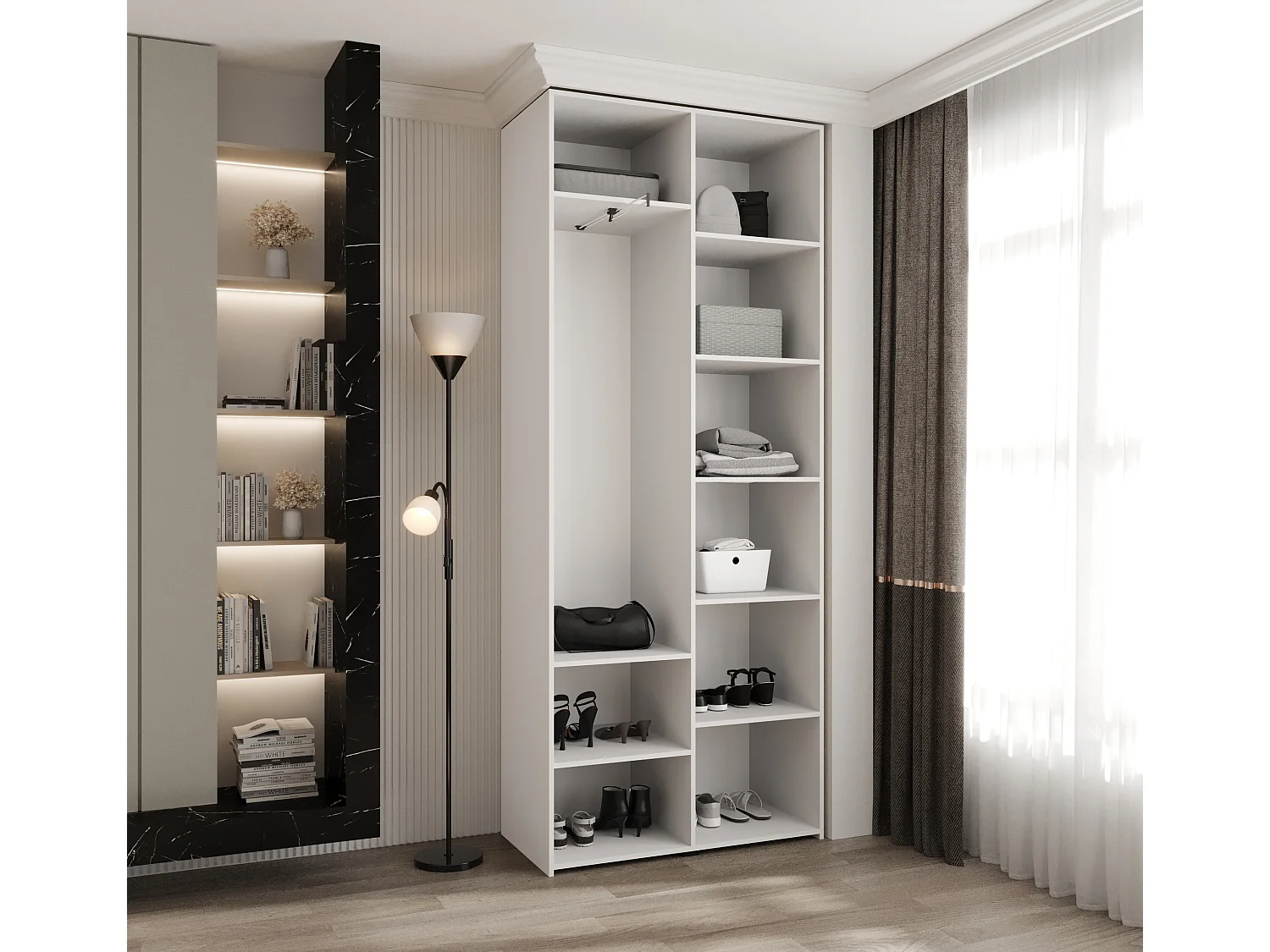 Drehtürenschrank Como 4 245,5/100/40 2-türig (Weiß/Schwarz)