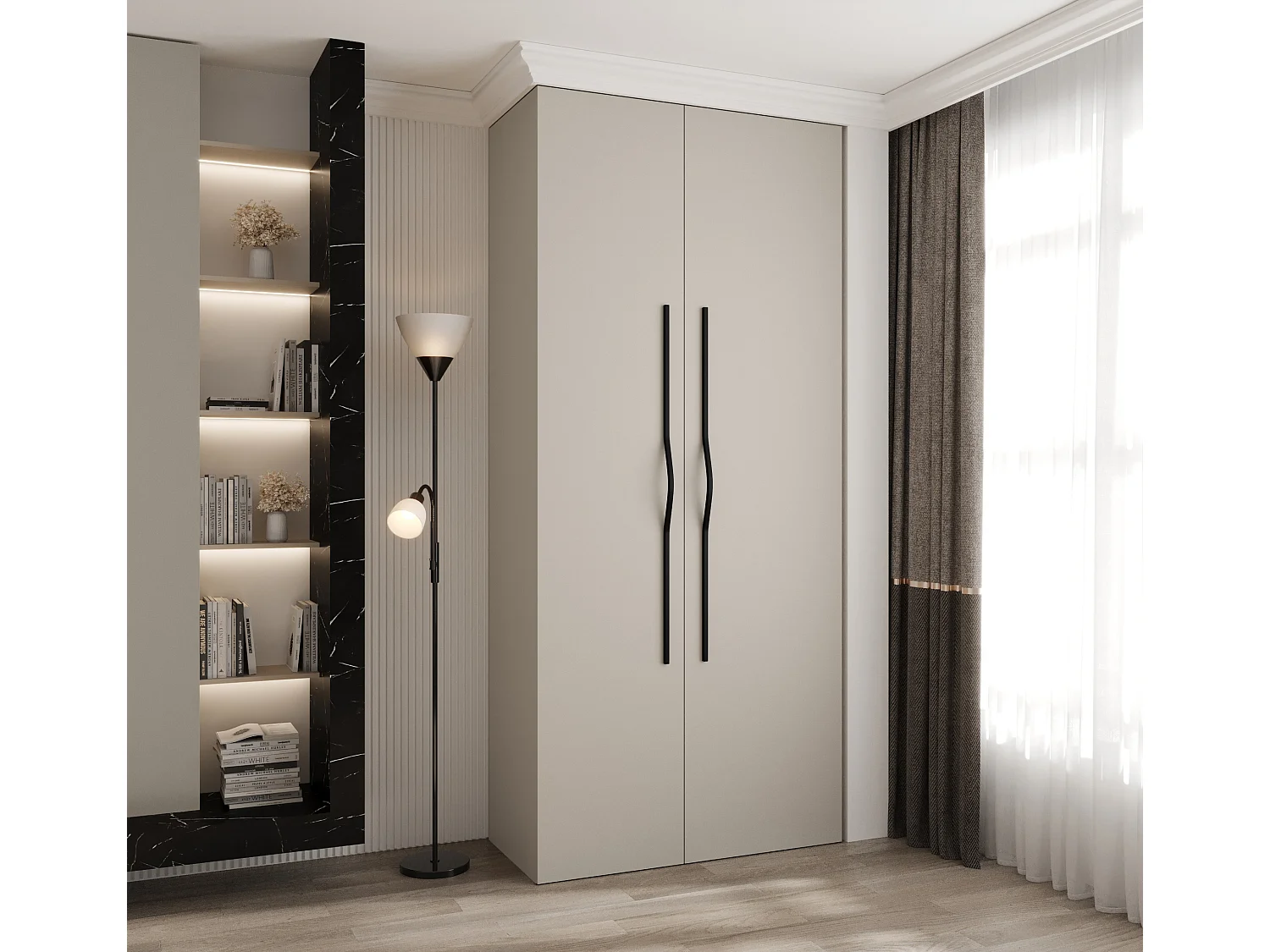 Draaideurkast Como 2 245,5/110/40 2-deurs (kasjmier/zwart)