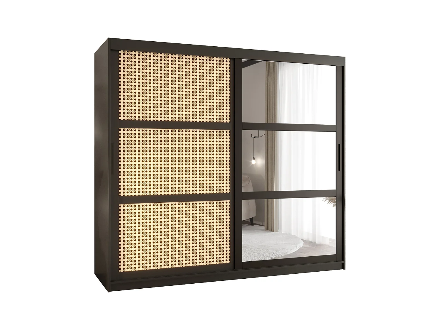 SCHWEBETÜRENSCHRANK PLECIONKA 2 200/200/62 2-türig (Schwarz)