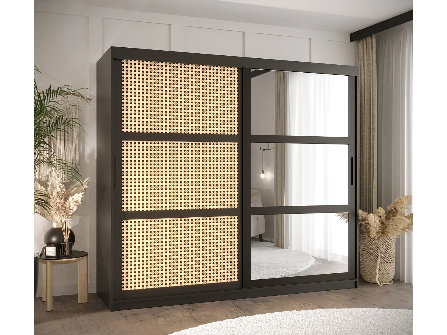 ARMOIRE PLECIONKA 2 À PORTES COULISSANTES 200/200/62 2 Portes (negro)