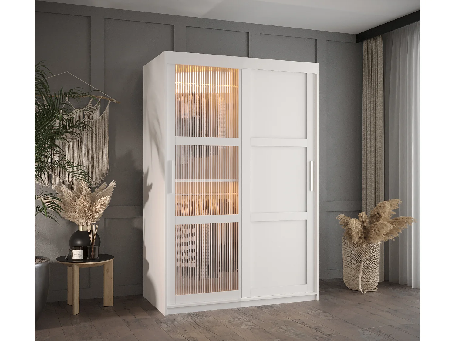 ARMOIRE FLUTES 3 À PORTES COULISSANTES 200/120/62 2 Portes (blanc)