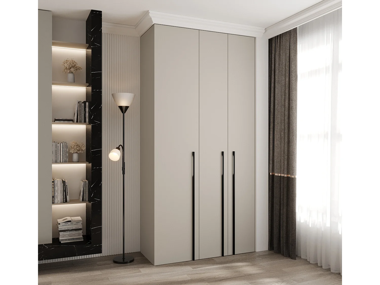 Armoire à portes battantes Como 3 245,5/120/50 3 portes (cachemire/noir)