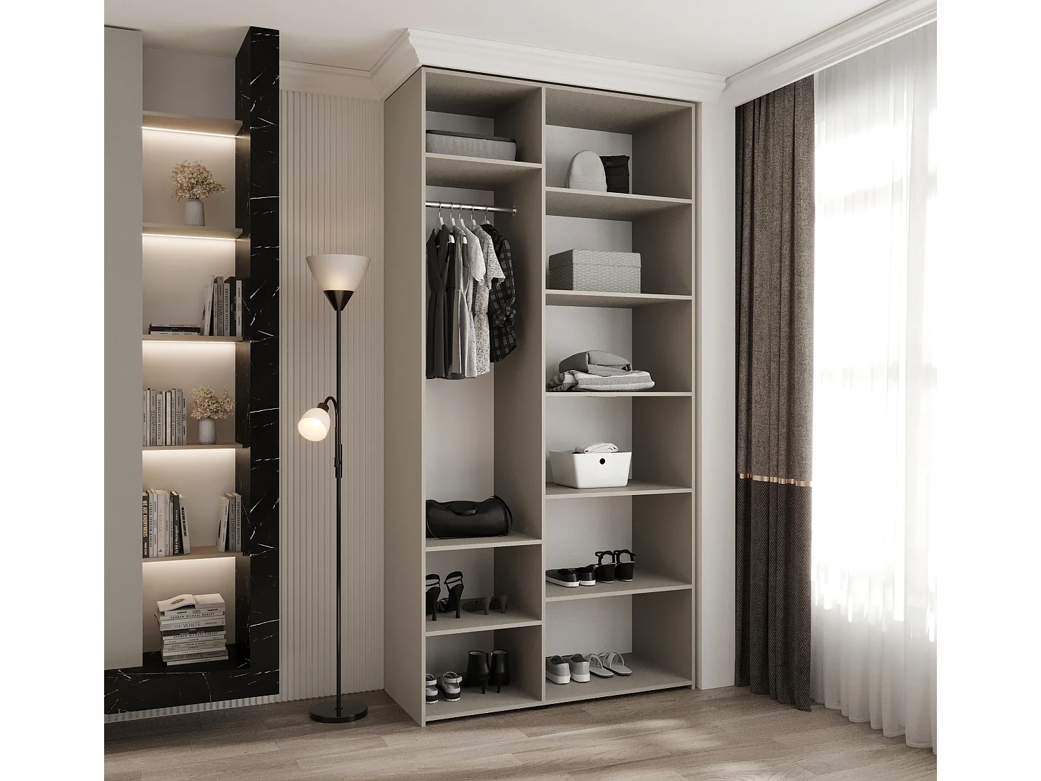 Armoire à portes battantes Como 3 245,5/120/50 3 portes (cachemire/noir)