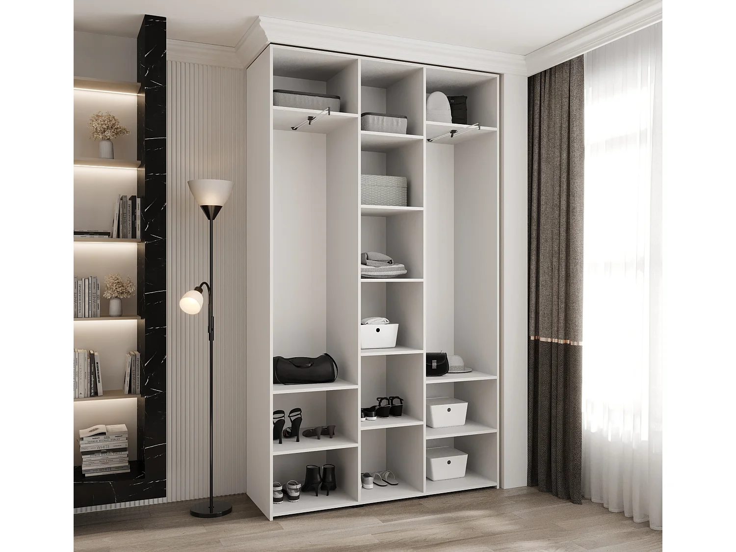 Drehtürenschrank Como 1 245,5/140/40 3-türig (Weiß/Schwarz)