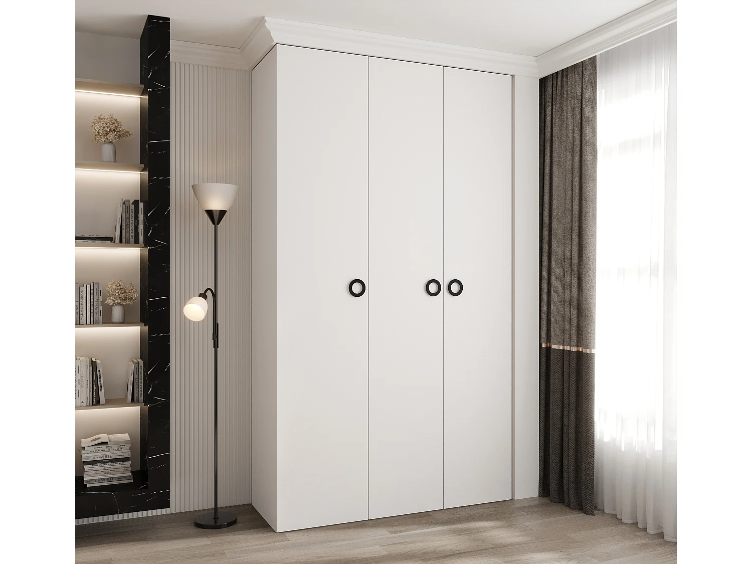 Armoire à portes battantes Como 1 245,5/140/40 3 portes (blanc/noir)