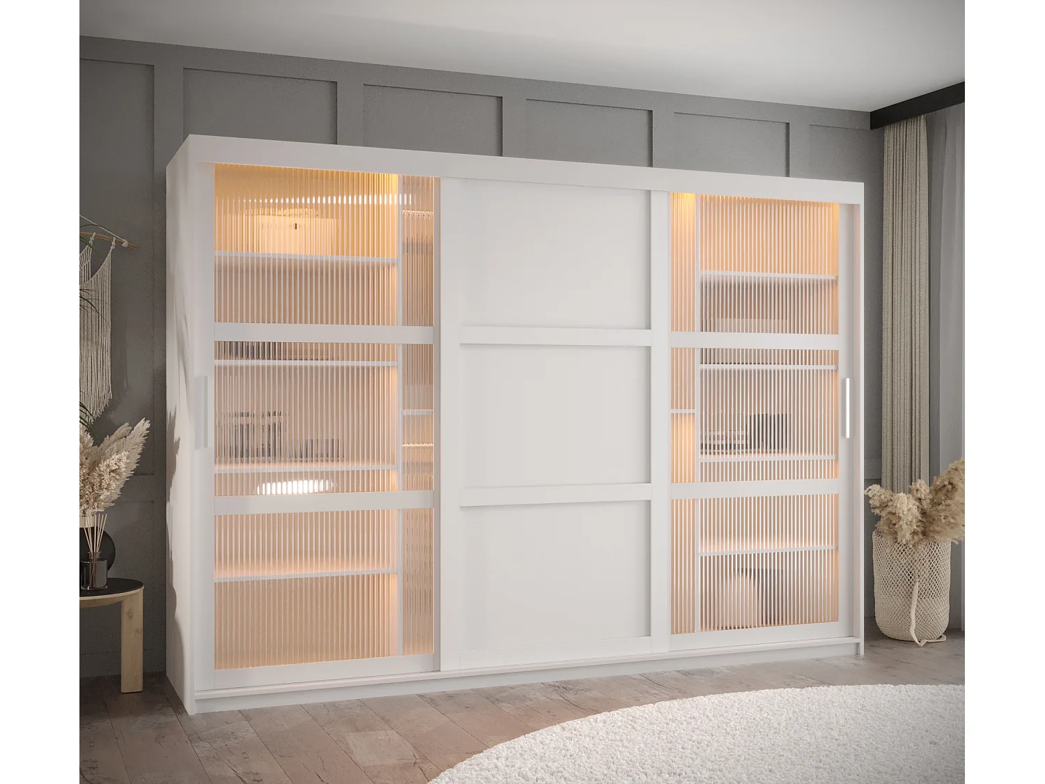 SCHWEBETÜRENSCHRANK FLUTES 3 200/250/62 3-türig (Weiß)