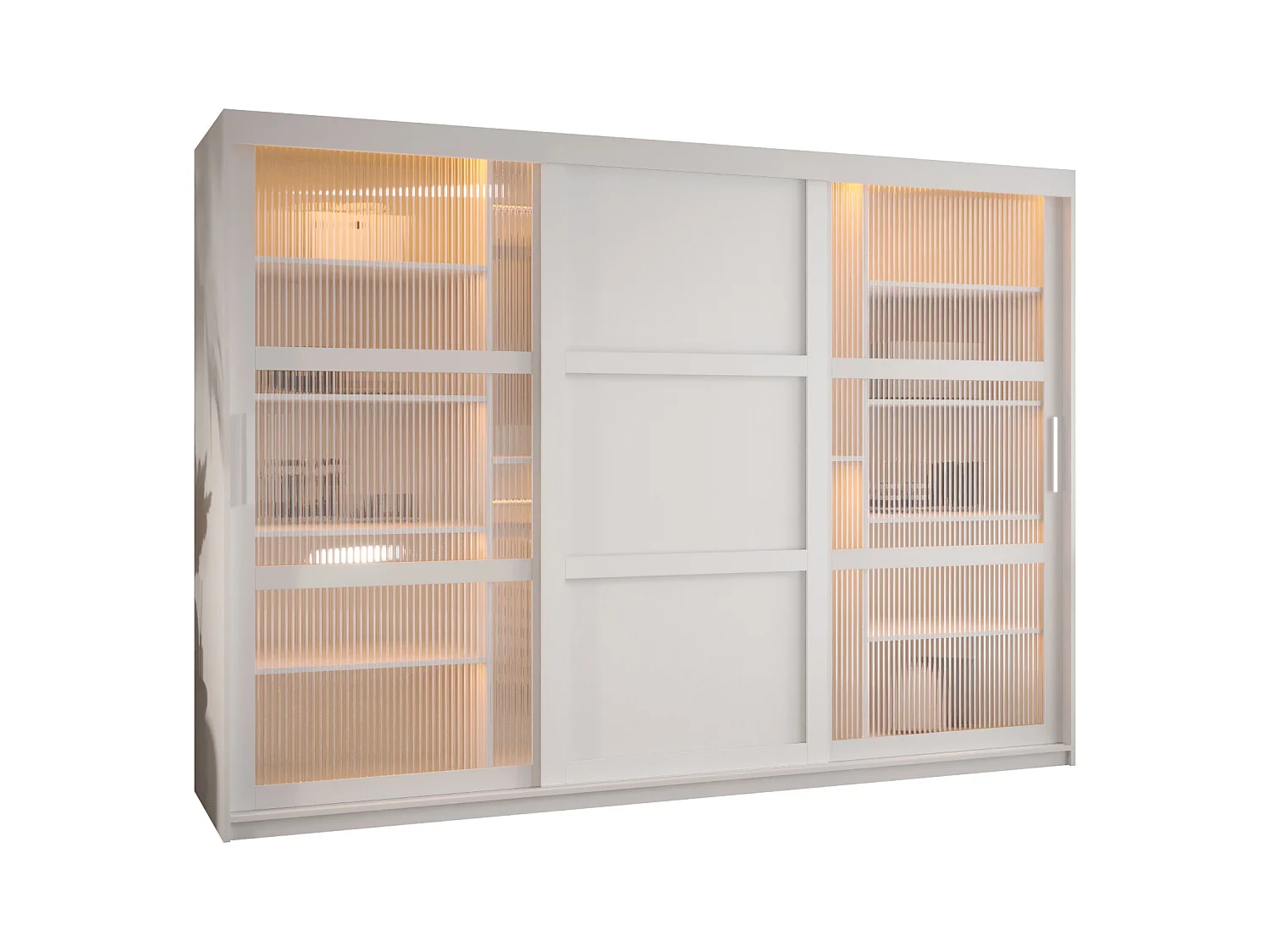 SCHWEBETÜRENSCHRANK FLUTES 3 200/250/62 3-türig (Weiß)