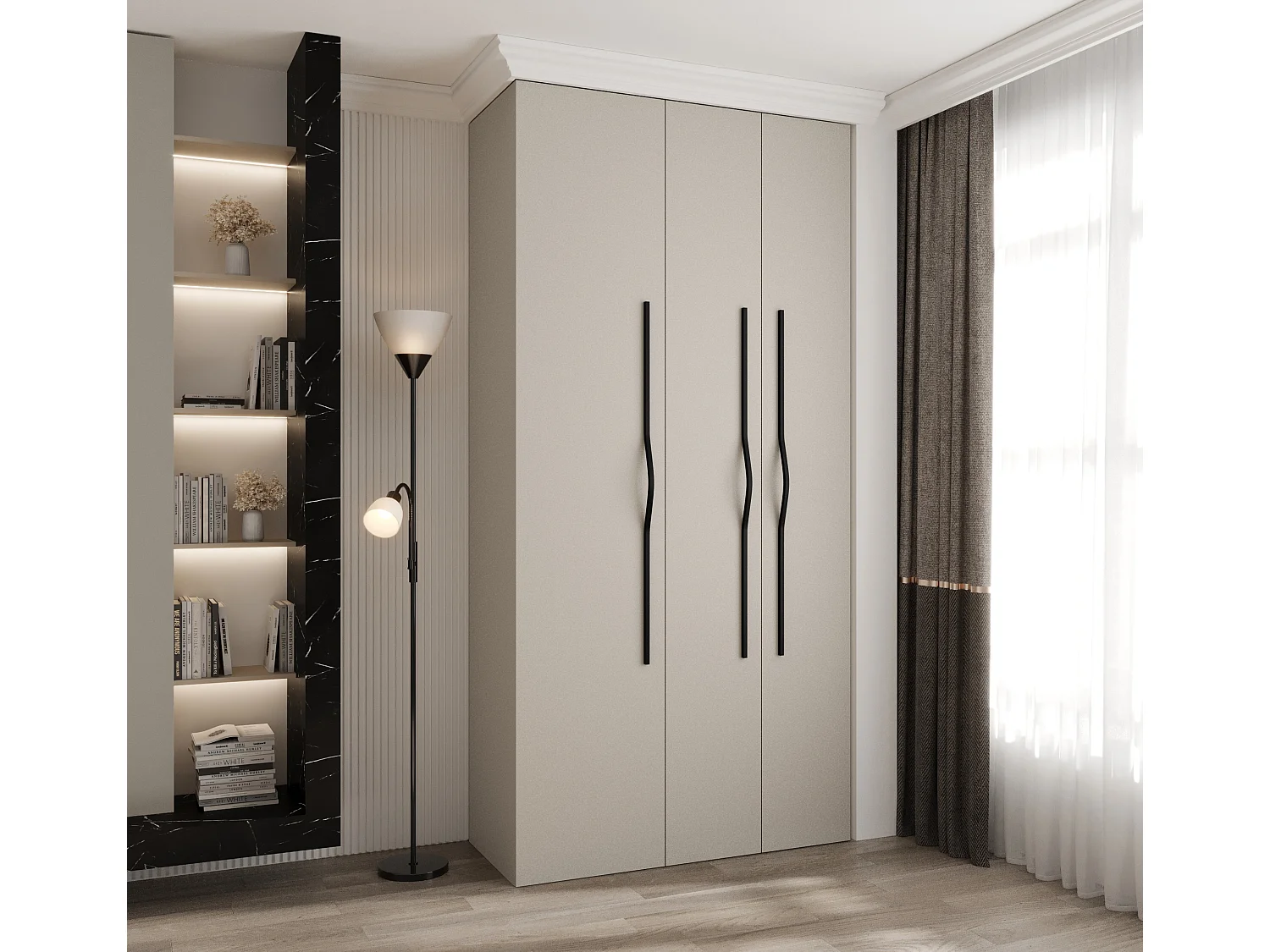 Drehtürenschrank Como 2 245,5/120/50 3-türig (Kaschmir/Schwarz)