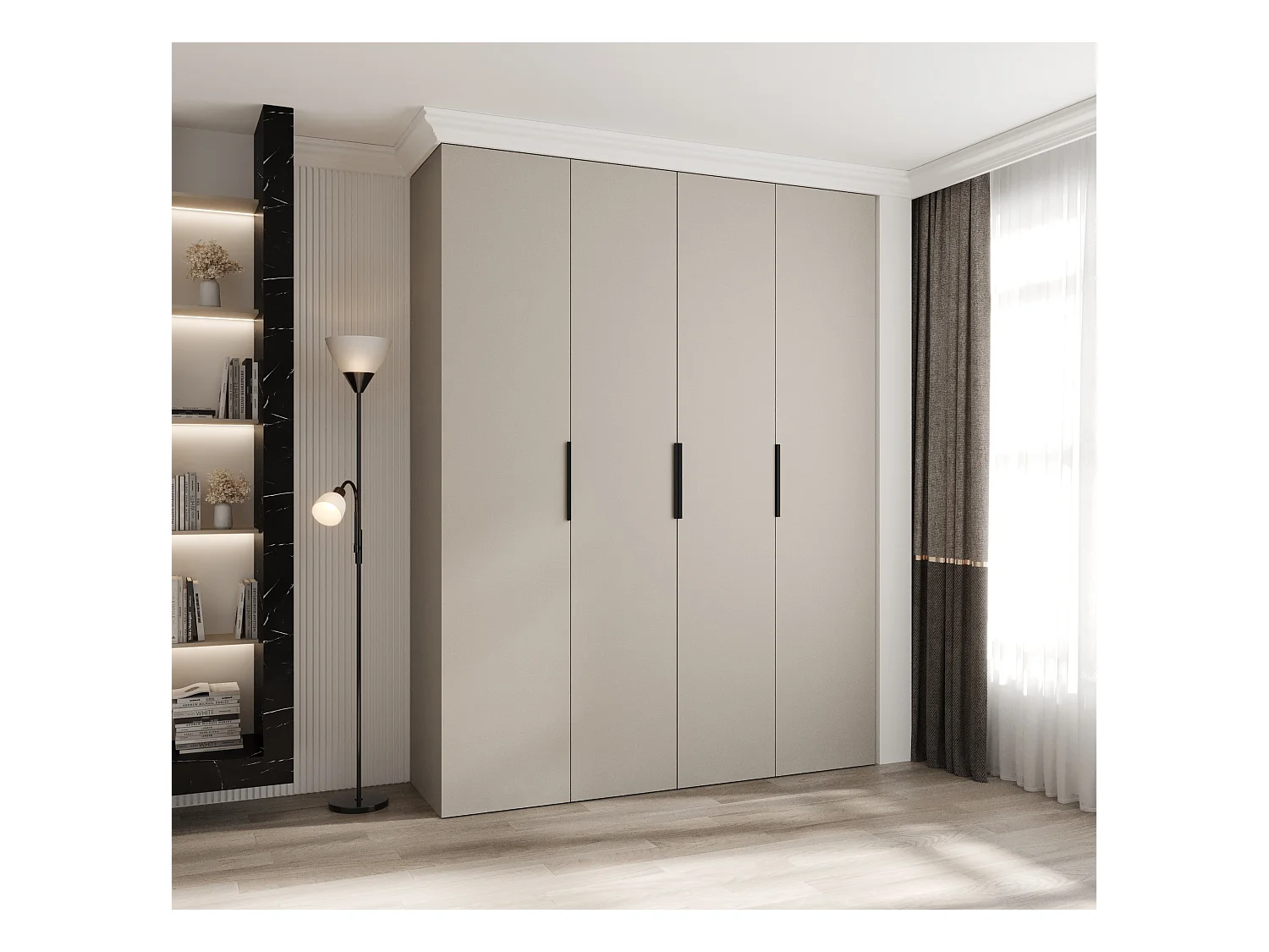 Drehtürenschrank Como 4 245,5/190/40 4-türig (Kaschmir/Schwarz)