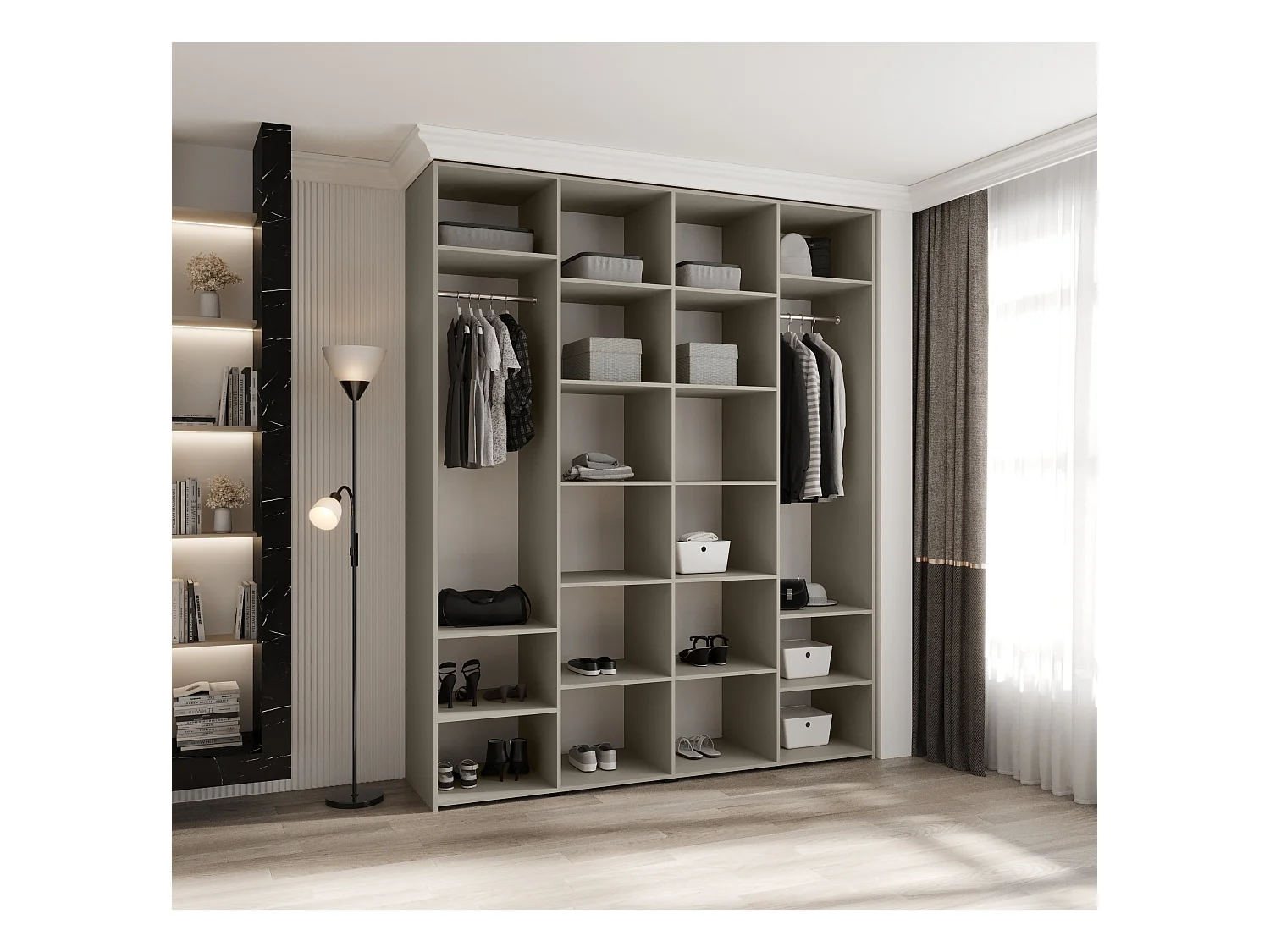 Drehtürenschrank Como 4 245,5/200/50 4-türig (Kaschmir/Gold)