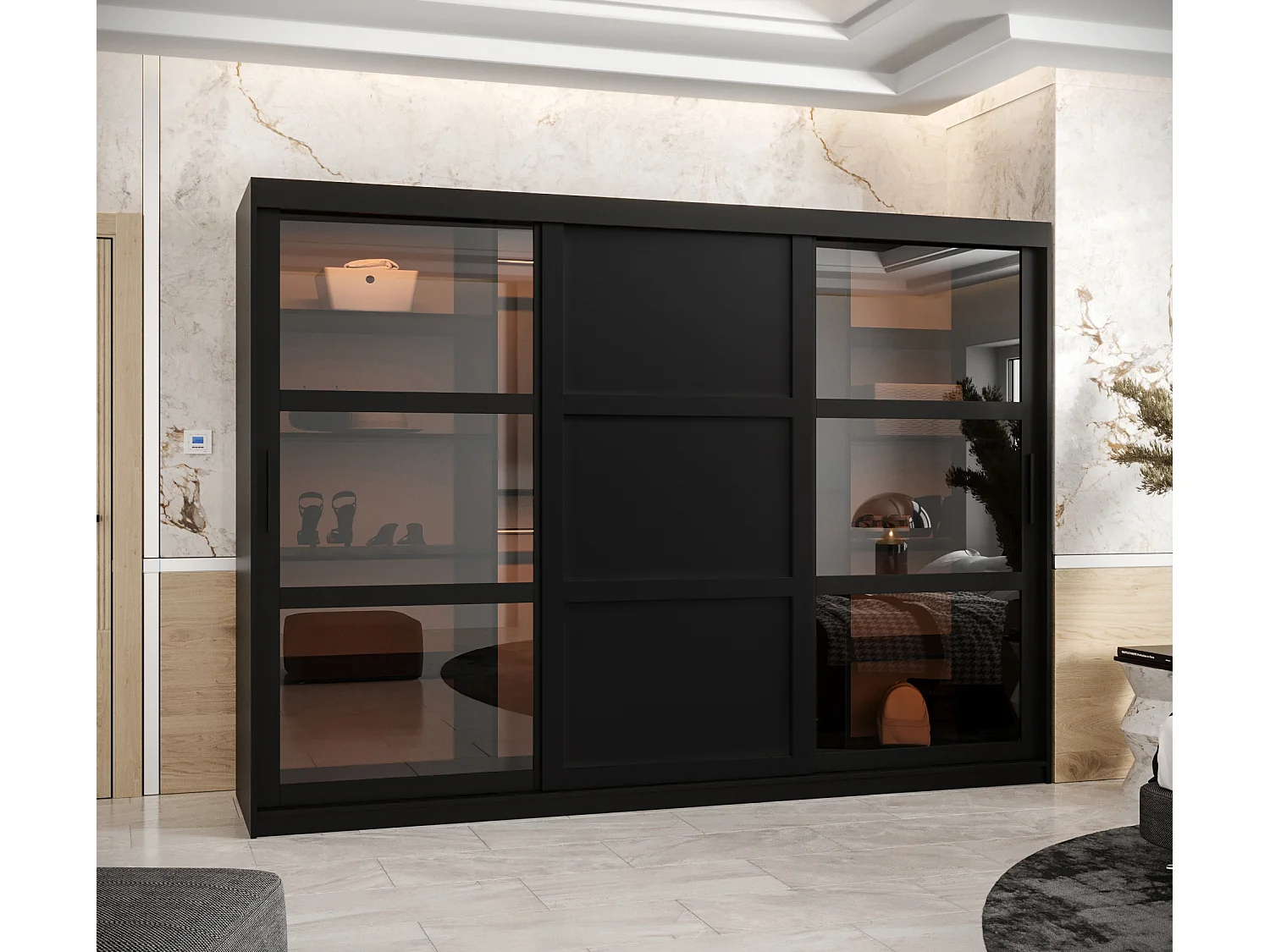 ARMOIRE DOME 3 À PORTES COULISSANTES 200/250/62 3 Portes (negro)