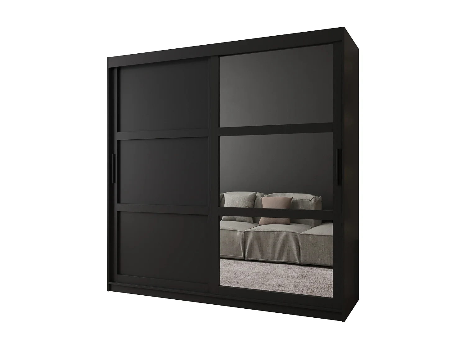 ARMOIRE MIROR 3 À PORTES COULISSANTES 200/200/62 2 Portes (negro)