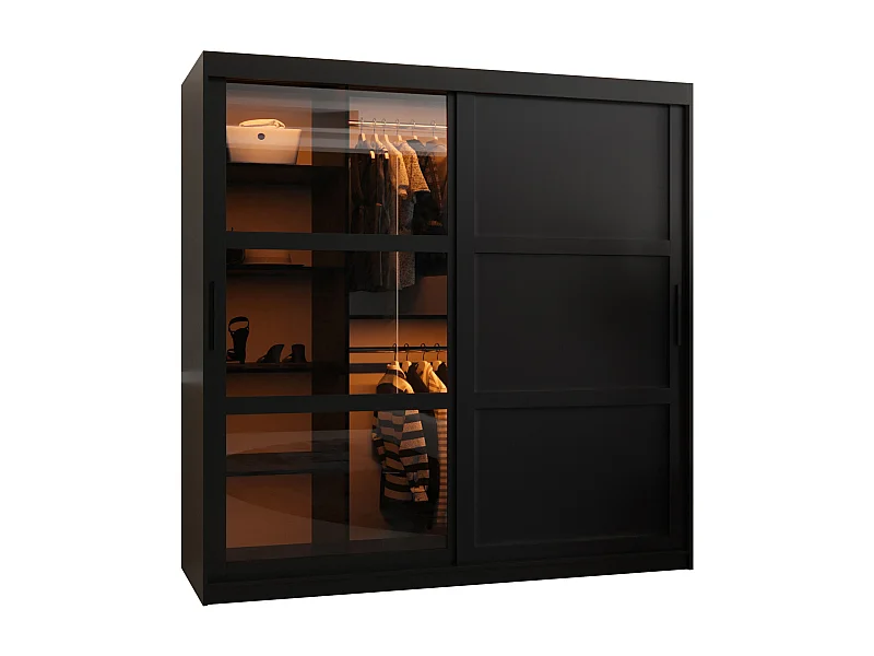 SCHWEBETÜRENSCHRANK DOME 3 200/180/62 2-türig (Schwarz)