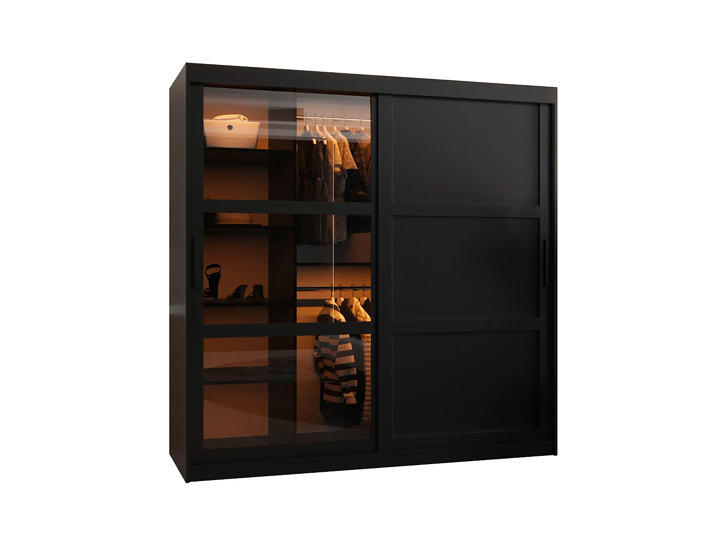 ARMOIRE DOME 3 À PORTES COULISSANTES 200/180/62 2 Portes (negro)