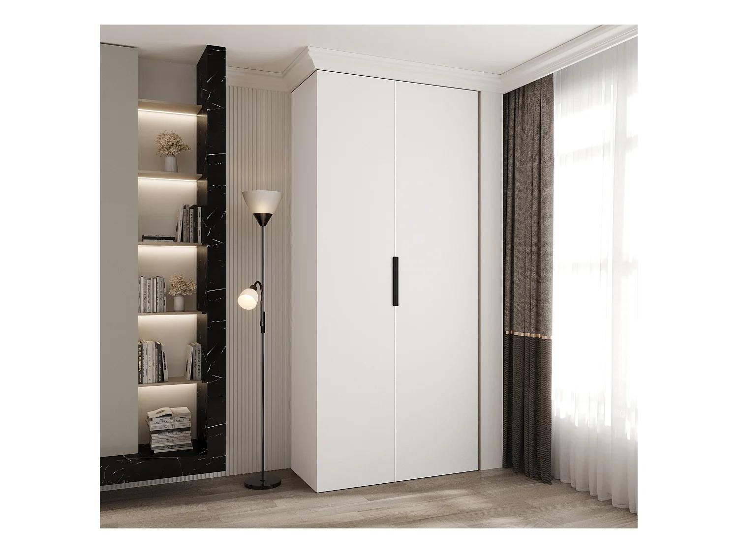 Drehtürenschrank Como 4 245,5/110/40 2-türig (Weiß/Schwarz)