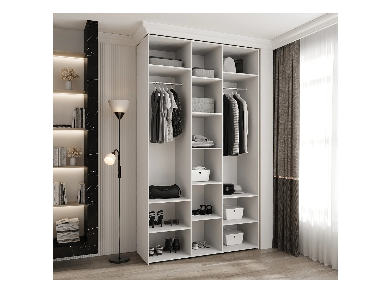 Drehtürenschrank Como 1 245,5/140/50 3-türig (Weiß/Schwarz)