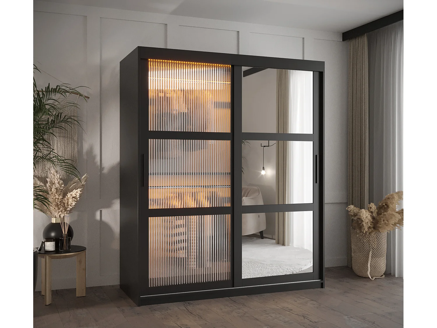 ARMADIO FLUTES 2 AD ANTE SCORREVOLI 200/150/62 2 porte (Nero)