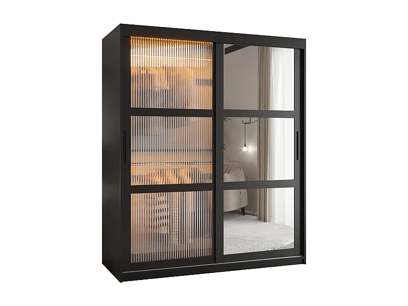 ARMOIRE FLUTES 2 À PORTES COULISSANTES 200/150/62 2 Portes (noir)