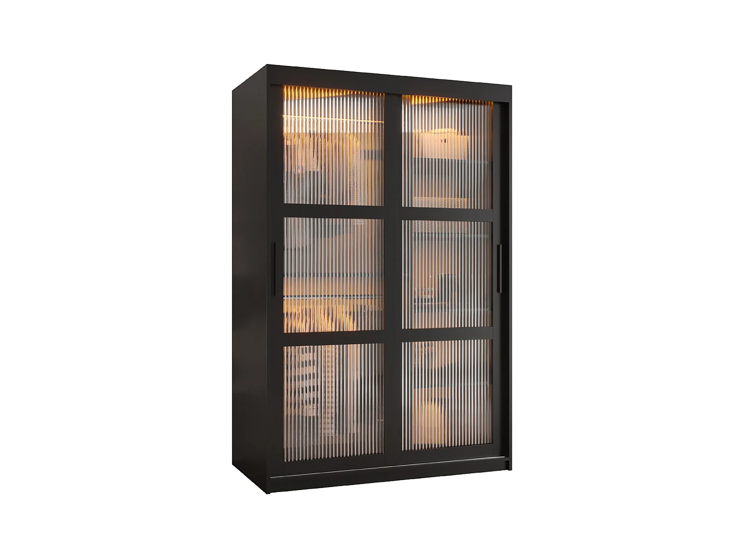 SCHWEBETÜRENSCHRANK FLUTES 200/120/62 2-türig (Schwarz)