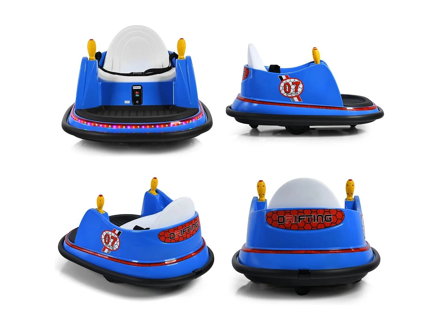 Voiture Auto Tamponneuse Électrique 6V pour Enfants 2-5 Ans avec Télécommande Effet Sonore et Lumineux 57x75x42cm Bleu