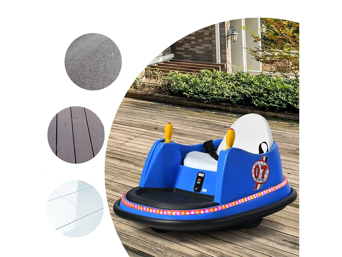 Voiture Auto Tamponneuse Électrique 6V pour Enfants 2-5 Ans avec Télécommande Effet Sonore et Lumineux 57x75x42cm Bleu