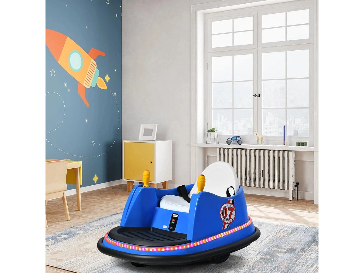 Voiture Auto Tamponneuse Électrique 6V pour Enfants 2-5 Ans avec Télécommande Effet Sonore et Lumineux 57x75x42cm Bleu
