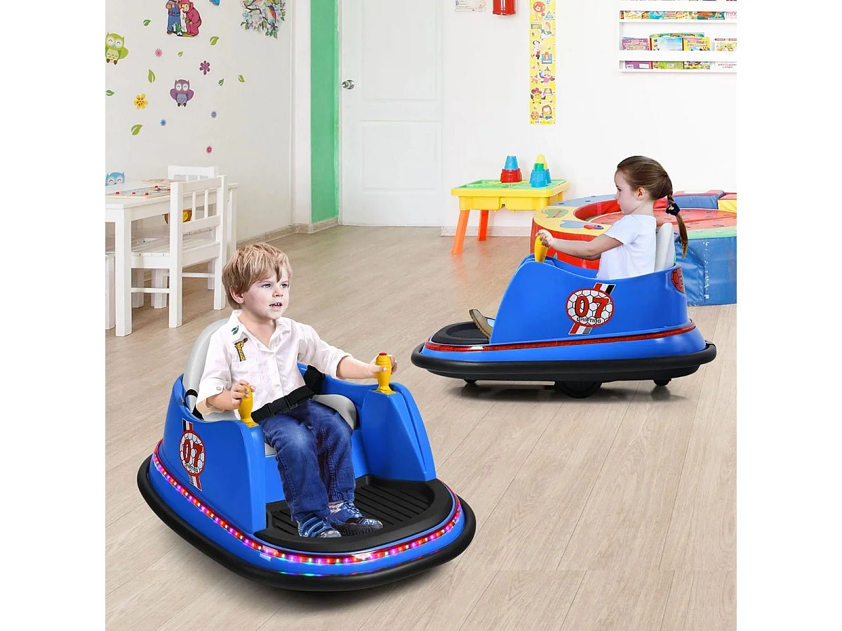 Voiture Auto Tamponneuse Électrique 6V pour Enfants 2-5 Ans avec Télécommande Effet Sonore et Lumineux 57x75x42cm Bleu