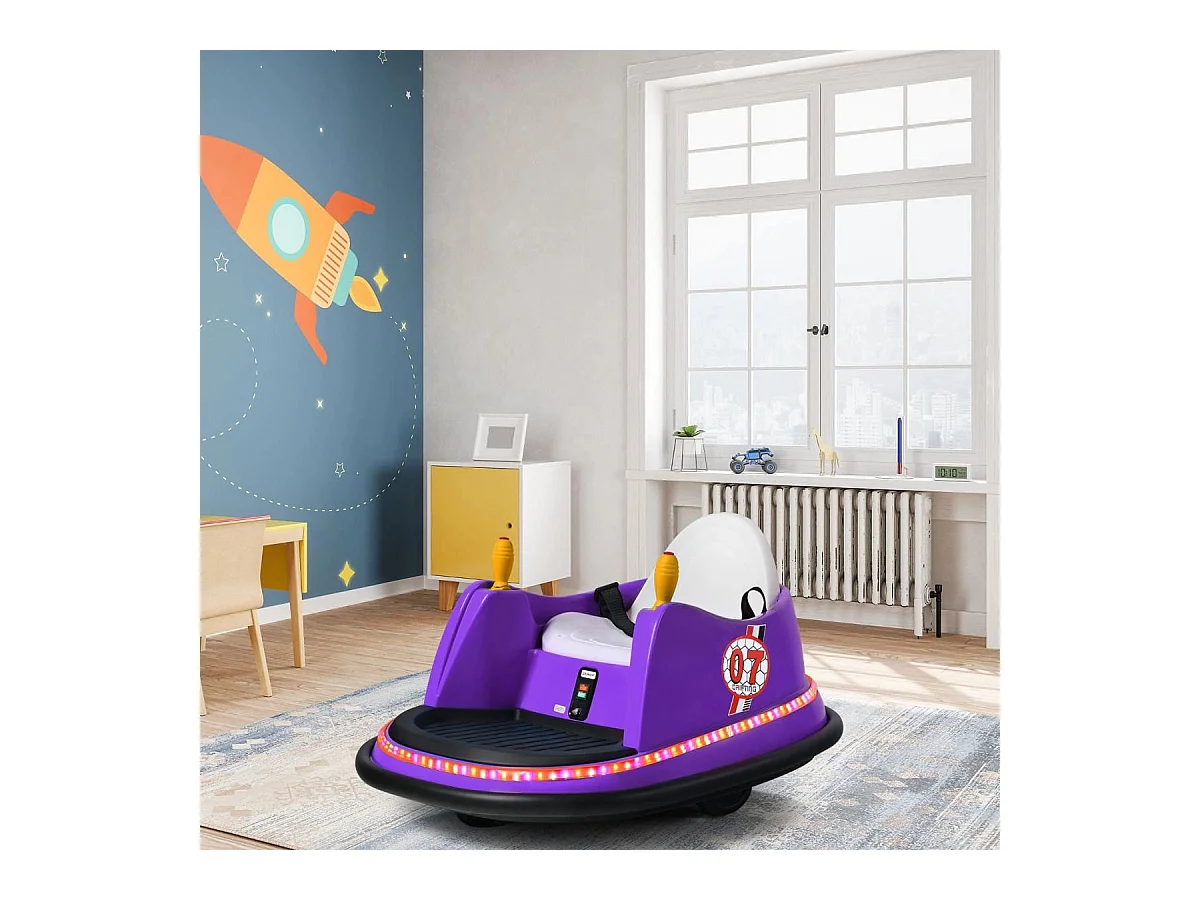 6V Kinder Autoscooter Elektro Fahrzeuge mit Lichtern und Musik 57 x 75 x 42 cm Lila