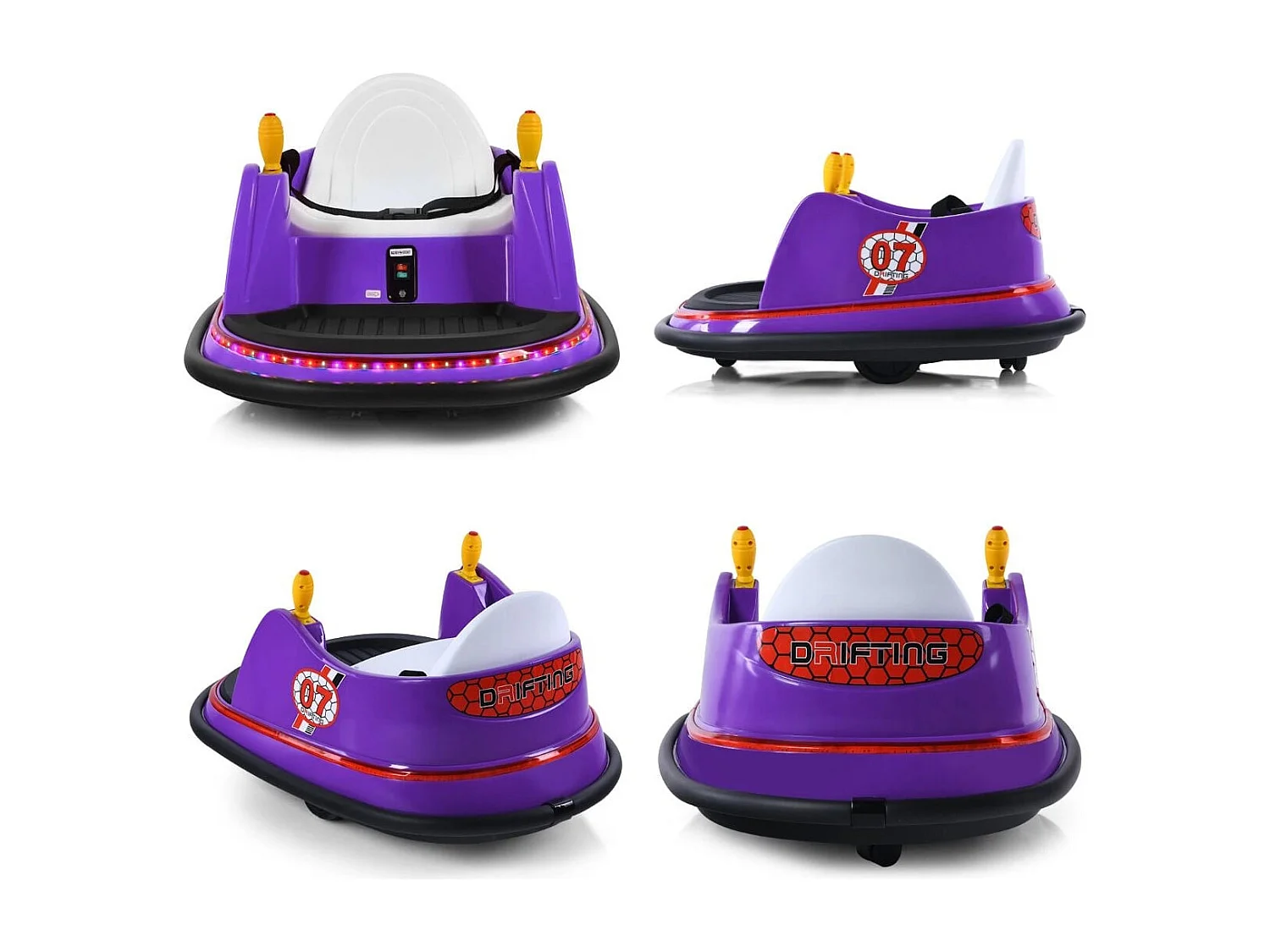 Voiture Auto Tamponneuse Électrique 6V pour Enfants 2-5 Ans avec Télécommande Effet Sonore et Lumineux 57x75x42cm Violet