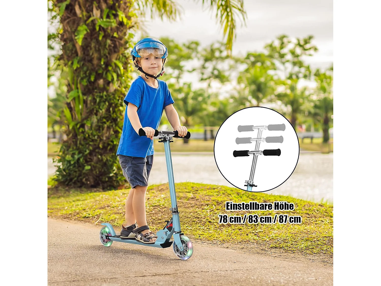 Kinder Roller mit LED Rädern, Kinder Scooter ab 4 Jahre, Cityroller höhenverstellbar, Kinder Kickscooter Tretroller für Junge und Mädchen EB2769