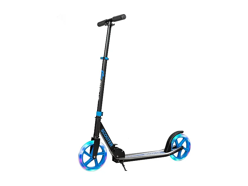 Monopattino con pedana in alluminio, Manubrio regolabile in 3 posizioni e cinghia, Blu