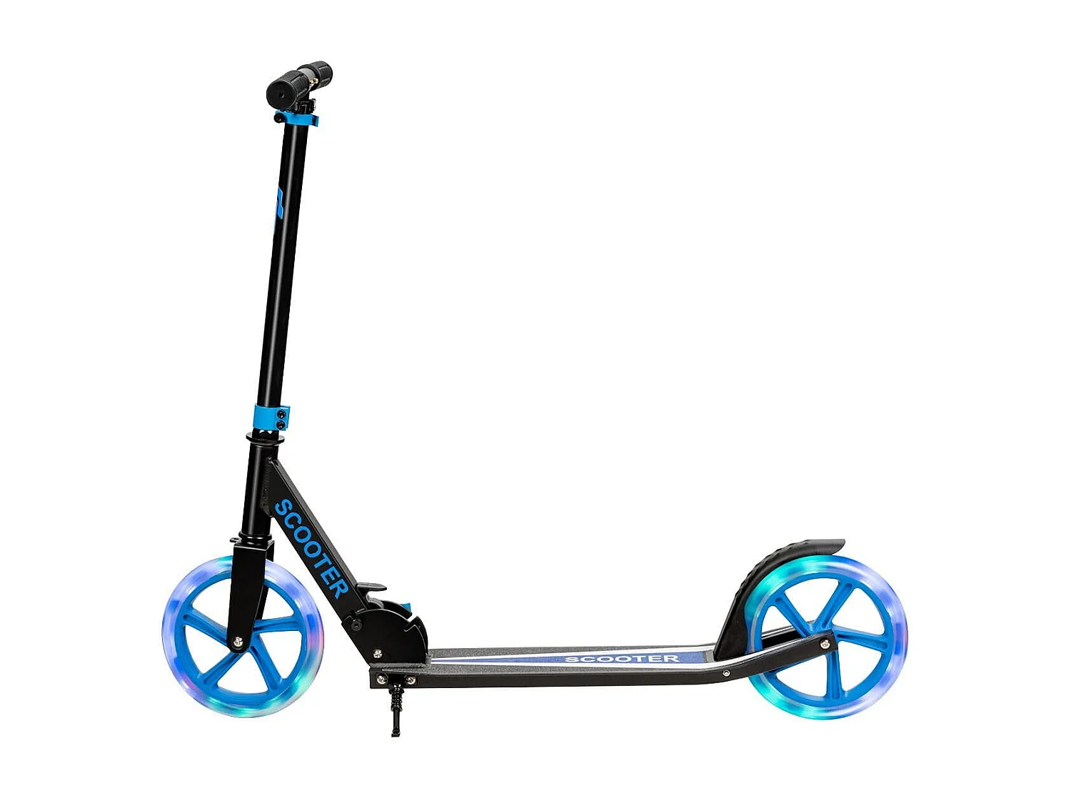 Monopattino con pedana in alluminio, Manubrio regolabile in 3 posizioni e cinghia, Blu