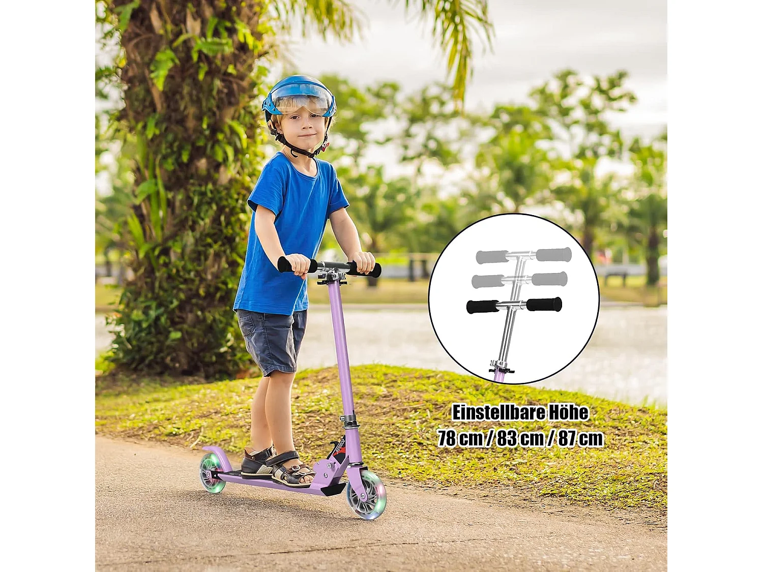 Kinder Roller mit LED Rädern, Kinder Scooter ab 4 Jahre, Cityroller höhenverstellbar, Kinder Kickscooter Tretroller für Junge und Mädchen EB2769