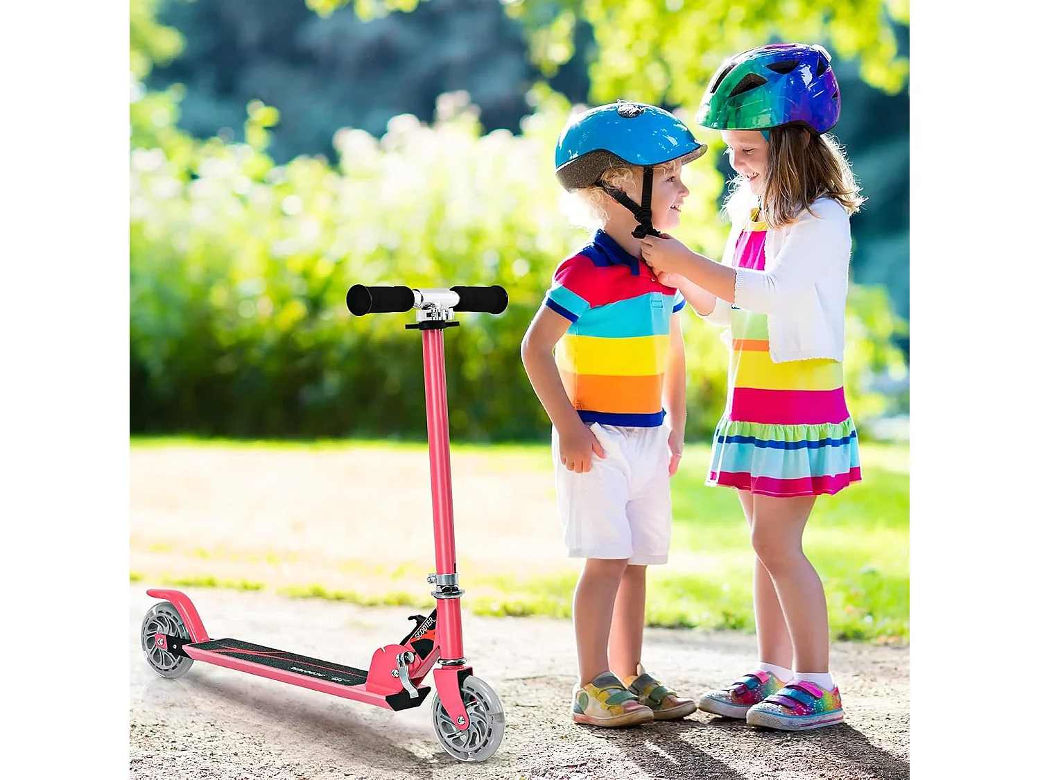 Kinder Roller mit LED Rädern, Kinder Scooter ab 4 Jahre, Cityroller höhenverstellbar, Kinder Kickscooter Tretroller für Junge und Mädchen EB2769