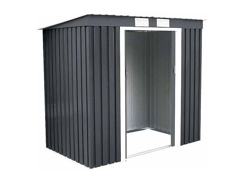 Metall Geraetehaus Gartenhaus Geraeteschuppen Garten Schuppen inkl. Metallfundament 213x130x173cm dunkelgrau