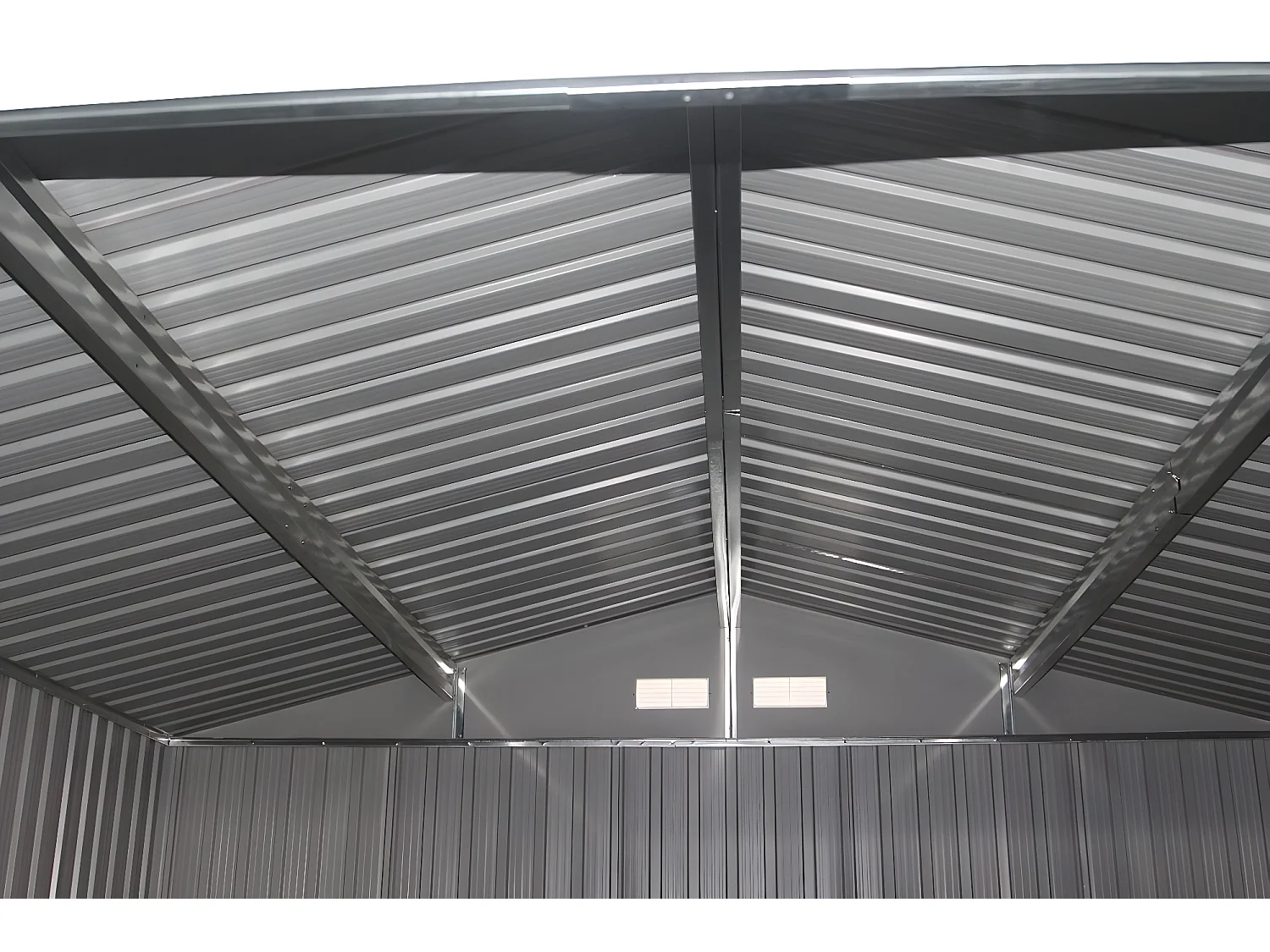 Metall Geraetehaus Gartenhaus Geraeteschuppen Garten Schuppen inkl. Metallfundament 213x130x173cm dunkelgrau