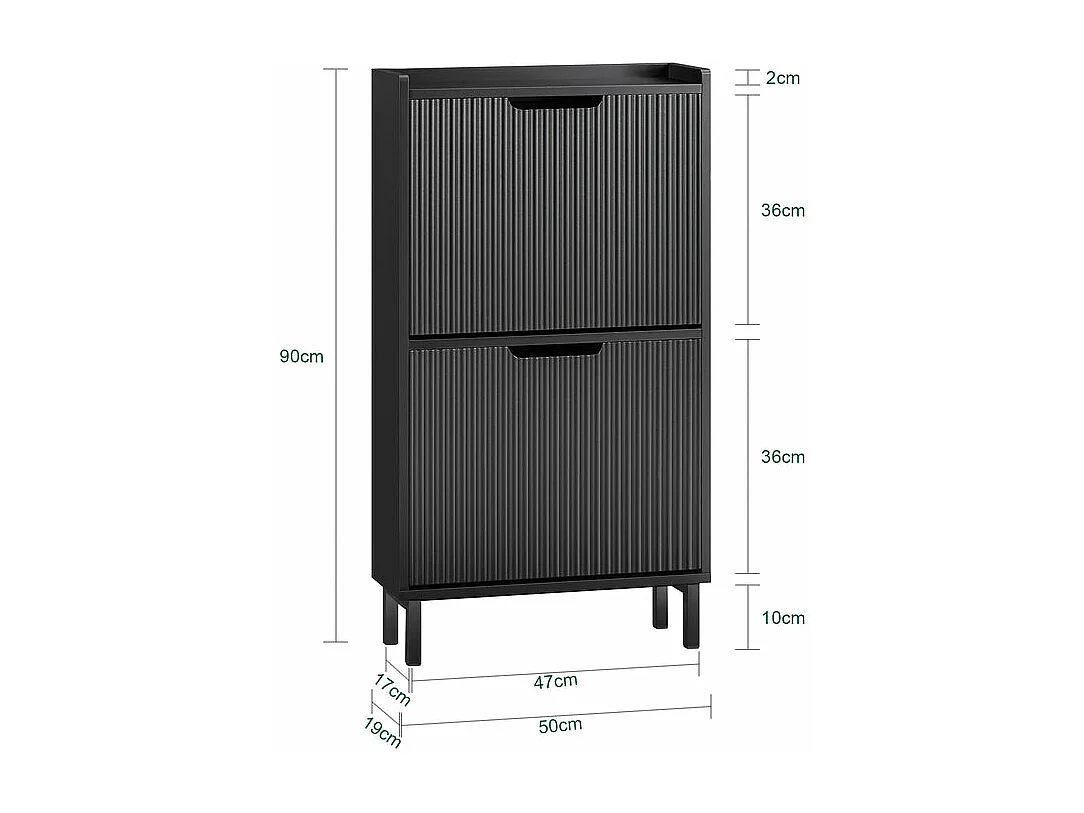 SoBuy FSR177-SCH Meuble à Chaussures Armoire à Chaussures Meuble Rangement Chaussures 2 Portes abattantes, Meuble d'Entrée Coffre Rangement pour Chaussures, Noir